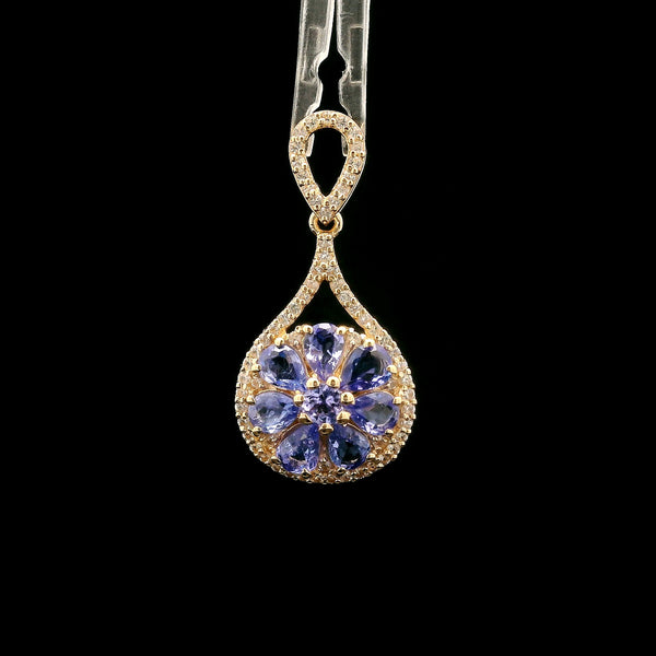 1.33 Ct Round Tanzanite 14K Gold Pendant