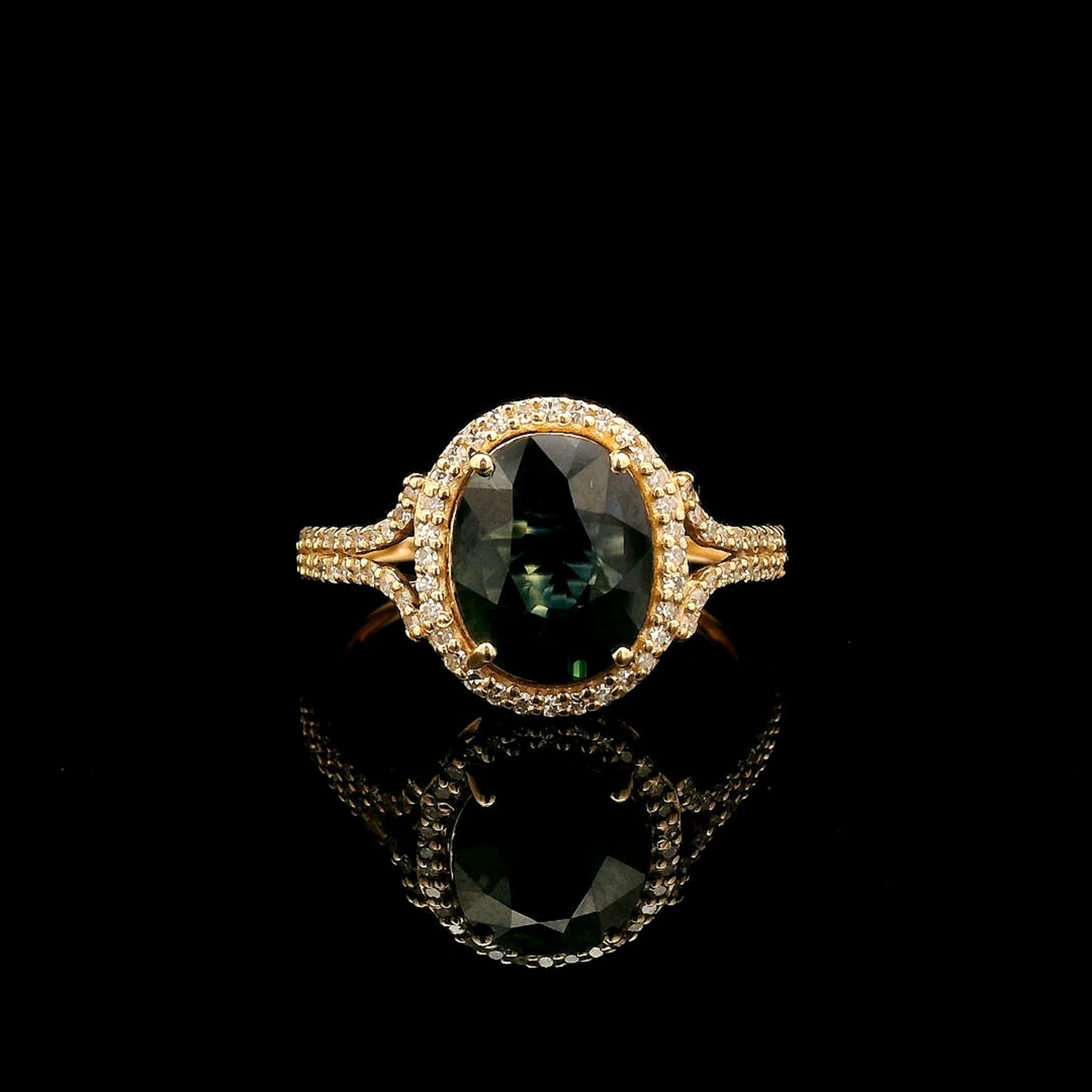 2.00 Ct Oval Mixed Cut Natural Sapphire 14K Gold Ring