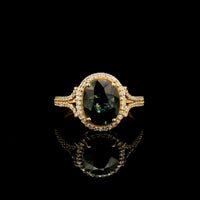 2.00 Ct Oval Mixed Cut Natural Sapphire 14K Gold Ring