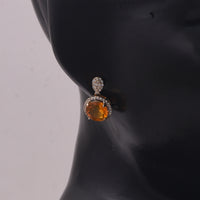 2.12 Ct Round Mixed Cut Natural Fire Opal 14K Gold Earrings
