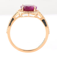 3.62 Ct Oval Mixed Cut Natural Ruby 14K Gold Ring