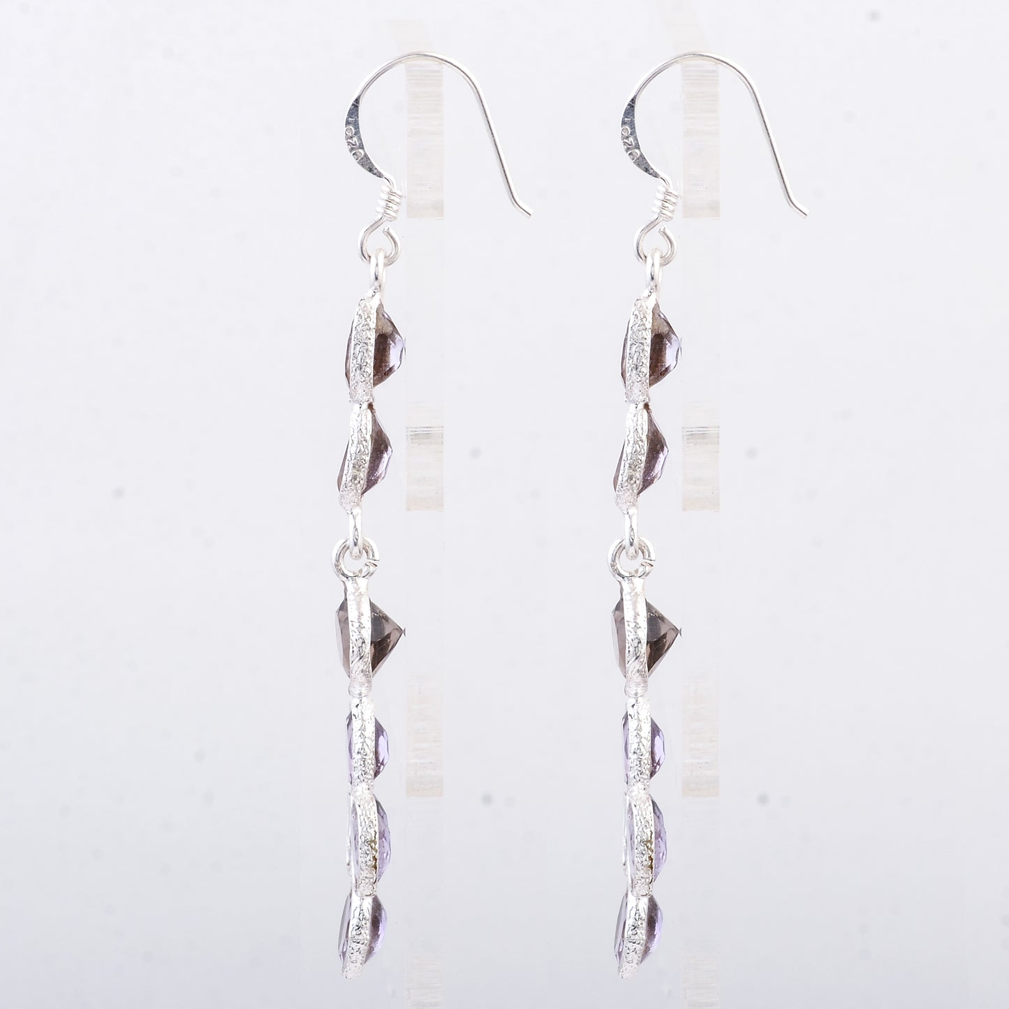 7.40 Ct Smoky Quartz, Amethyst 925 Sterling Silver Earrings