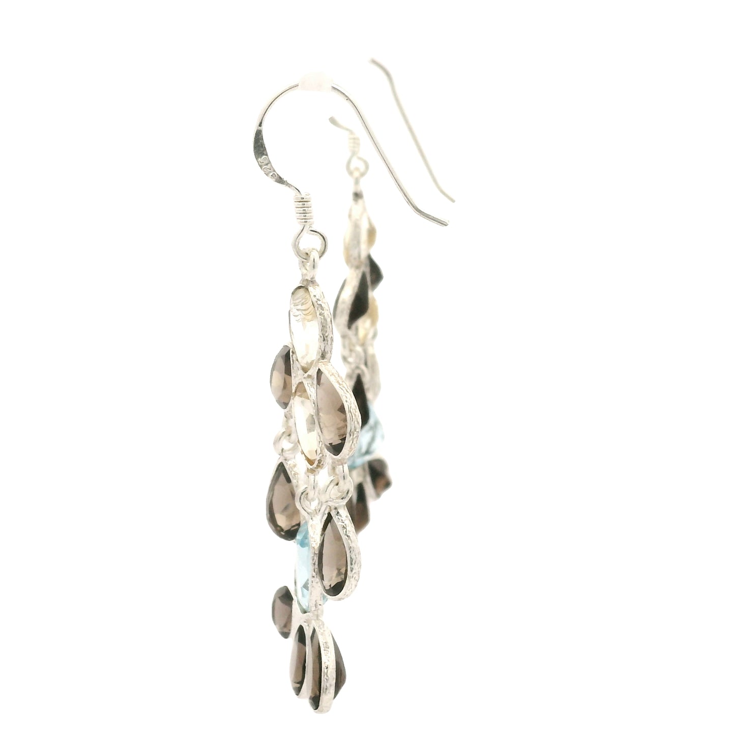 18.68 Ct Blue Topaz, Citrine 925 Sterling Silver Earrings