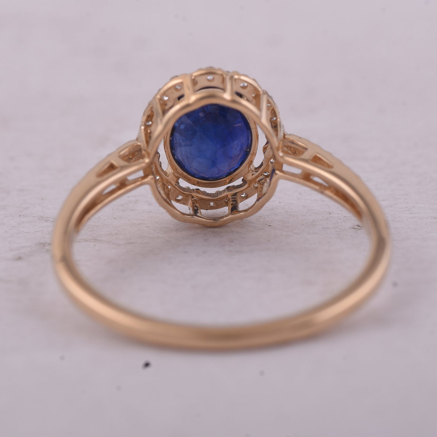 1.57 Ct Oval Mixed Cut Natural Sapphire 14K Gold Ring