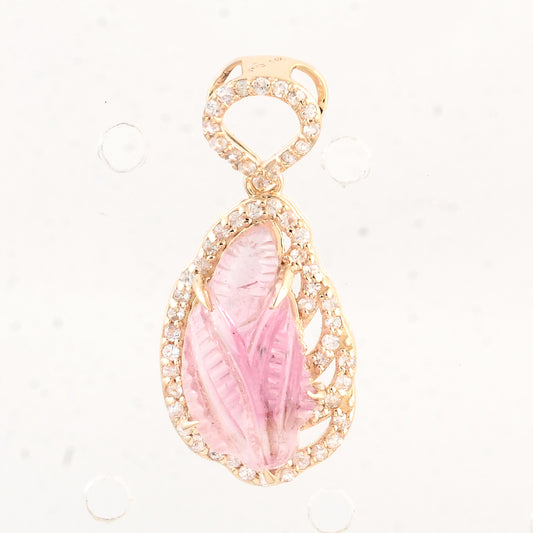 3.37 Ct Fancy Tourmaline 14K Gold Pendant