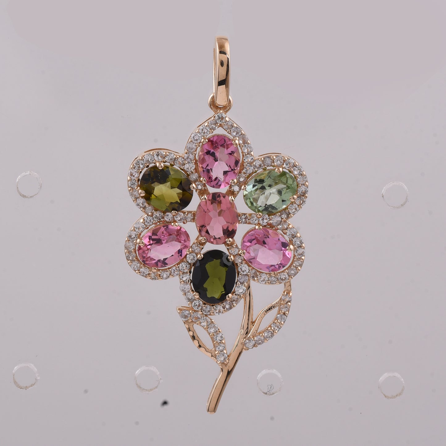 2.44 Ct Oval Natural Multi-Coloured Tourmaline 14K Gold Pendant
