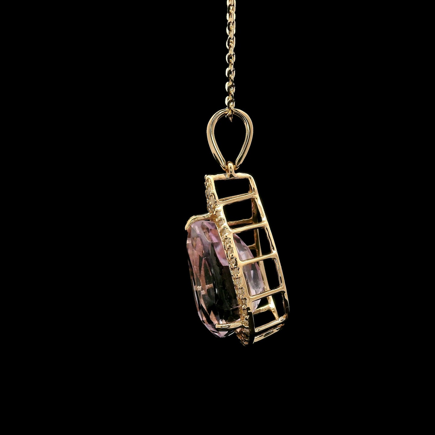 4.54 Ct Pear Kunzite 14K Gold Pendant