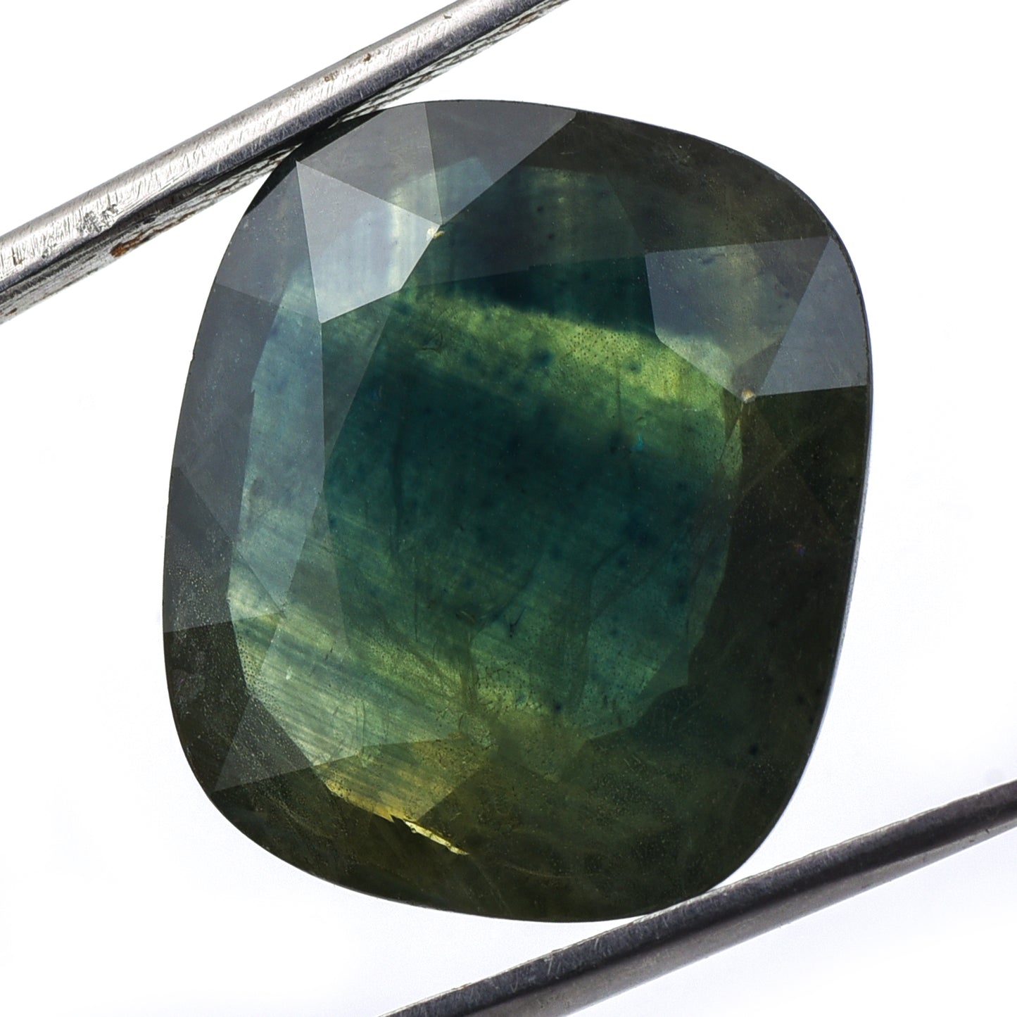 18.56 Natural Corundum Green Sapphire Rectangular Cushion Mixed Cut Gemstone