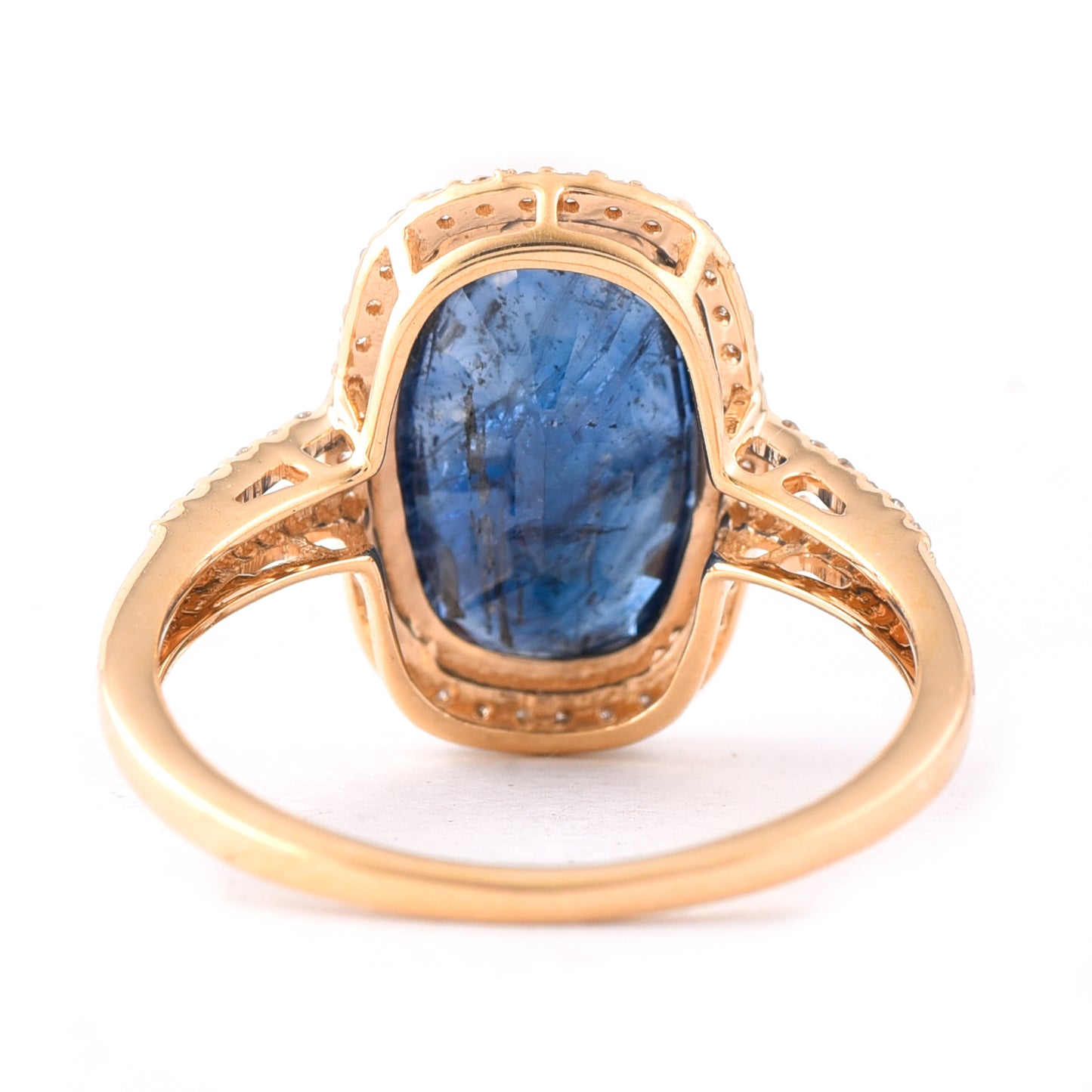 5.69 Ct Cushion Mixed Cut Natural Sapphire 14K Gold Ring
