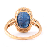 5.69 Ct Cushion Mixed Cut Natural Sapphire 14K Gold Ring