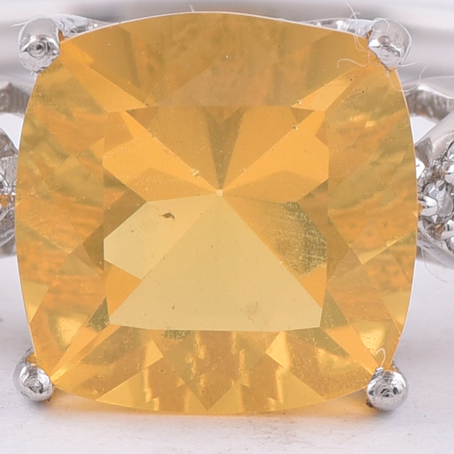 1.55 Ct Cushion Natural Fire Opal 950 Platinum Ring