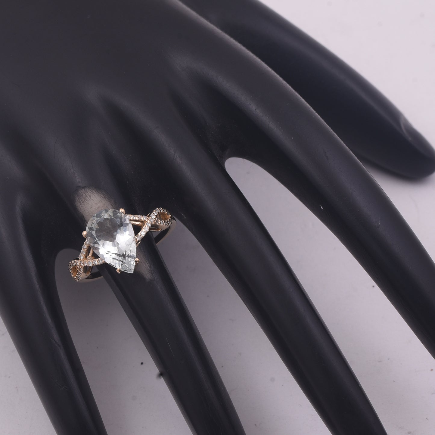 2.68 Ct Pear Mixed Cut Natural Aquamarine 14K Gold Ring