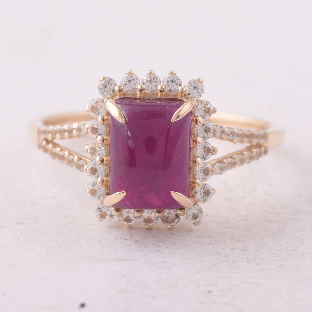 3.10 Ct Octagon Ruby 9K Gold Ring
