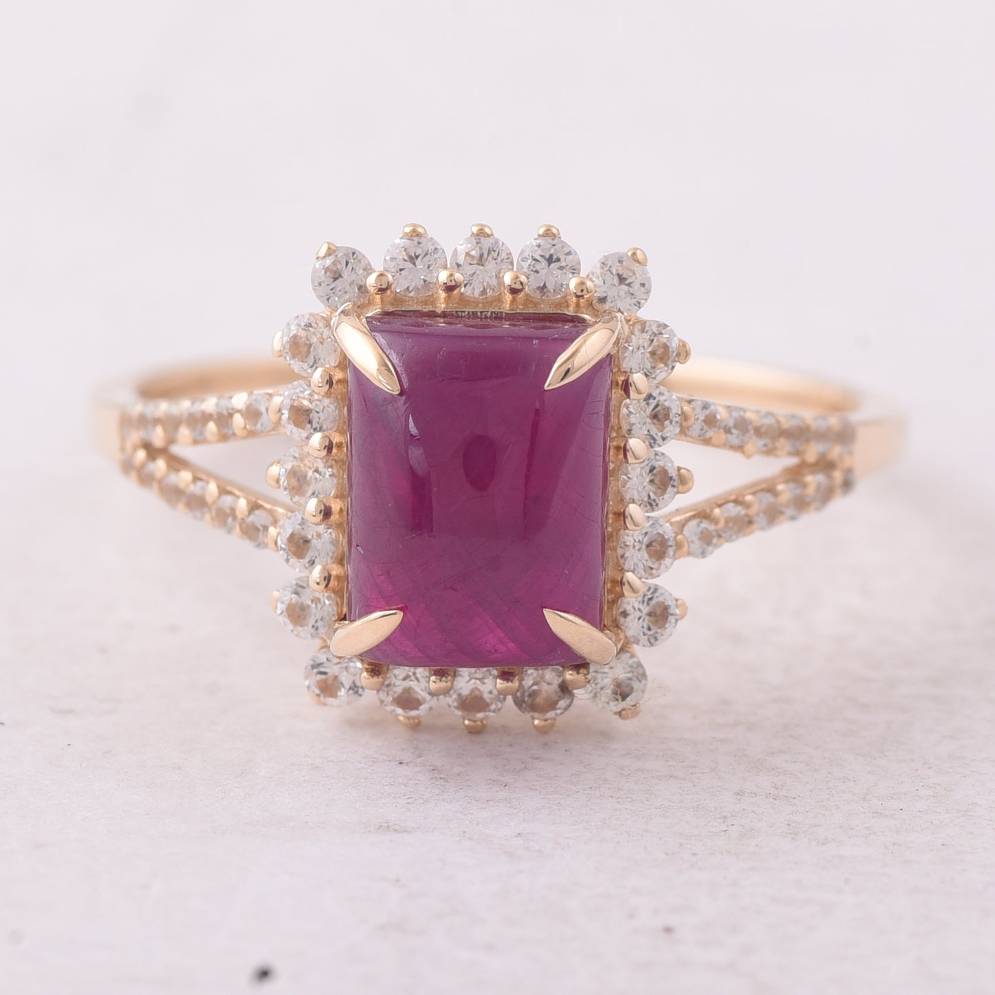 3.10 Ct Octagon Ruby 9K Gold Ring