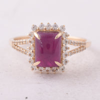 3.10 Ct Octagon Ruby 9K Gold Ring