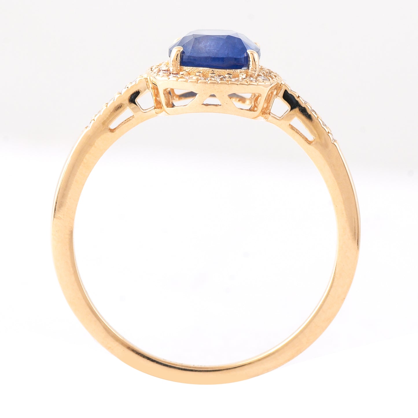 1.74 Ct Cushion Mixed Cut Natural Sapphire 14K Gold Ring