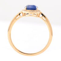 1.74 Ct Cushion Mixed Cut Natural Sapphire 14K Gold Ring