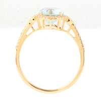 1.87 Ct Oval Mixed Cut Natural Aquamarine 14K Gold Ring