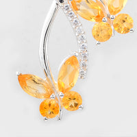 1.65 Ct Marquise Citrine, Cubic Zirconia 925 Sterling Silver Pendant