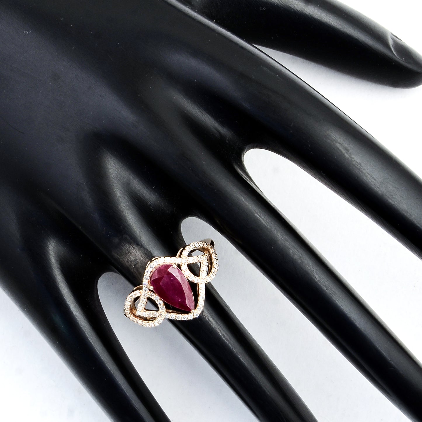 1.81 Ct Pear Mixed Cut Natural Corundum Ruby 14K Gold Ring