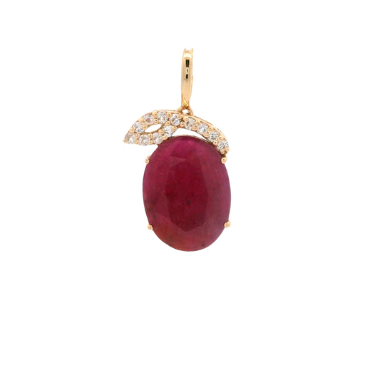 3.00 Ct Oval Ruby 14K Gold Pendant