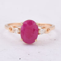 2.82 Ct Oval Natural Ruby 14K Gold Ring