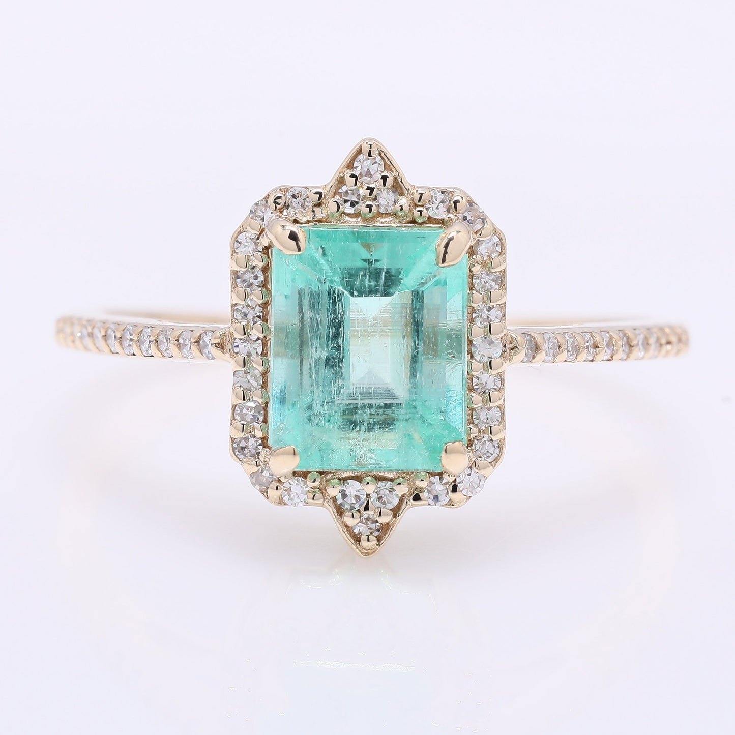 1.76 Ct Octagon Step Cut Natural Emerald 14K Gold Ring