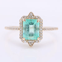 1.76 Ct Octagon Step Cut Natural Emerald 14K Gold Ring