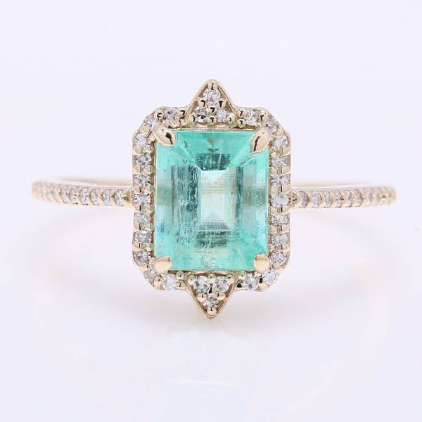 1.76 Ct Octagon Step Cut Natural Emerald 14K Gold Ring
