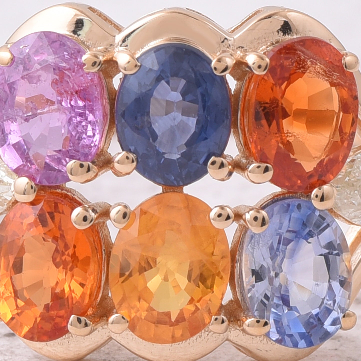 2.63 Ct Oval Natural Multi-Coloured Sapphire 14K Gold Ring
