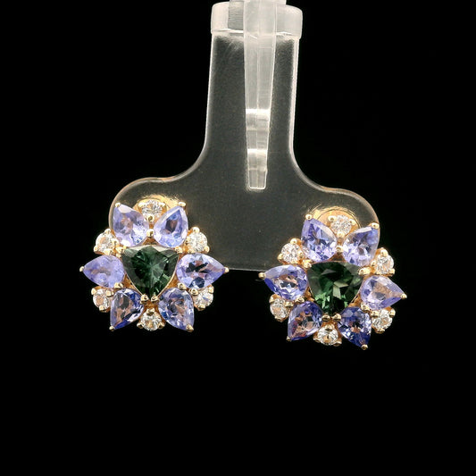 2.51 Ct Trillion Tanzanite 14K Gold Earrings