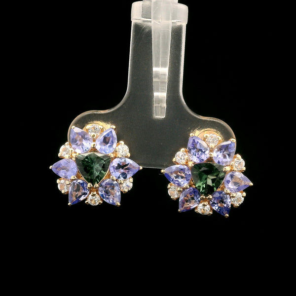 2.51 Ct Trillion Tanzanite 14K Gold Earrings