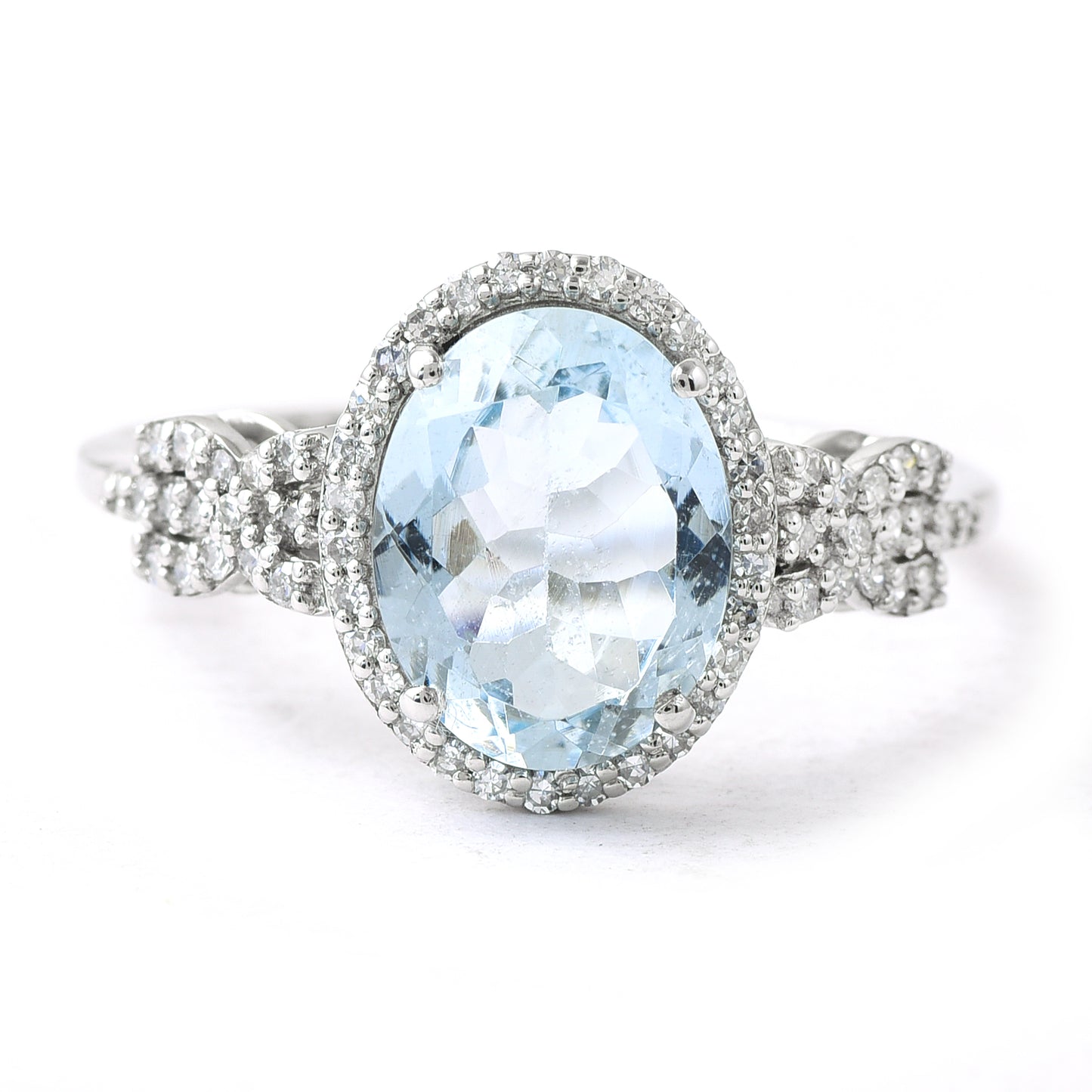 3.10 Ct Oval Mixed Cut Natural Aquamarine 950 Platinum Ring