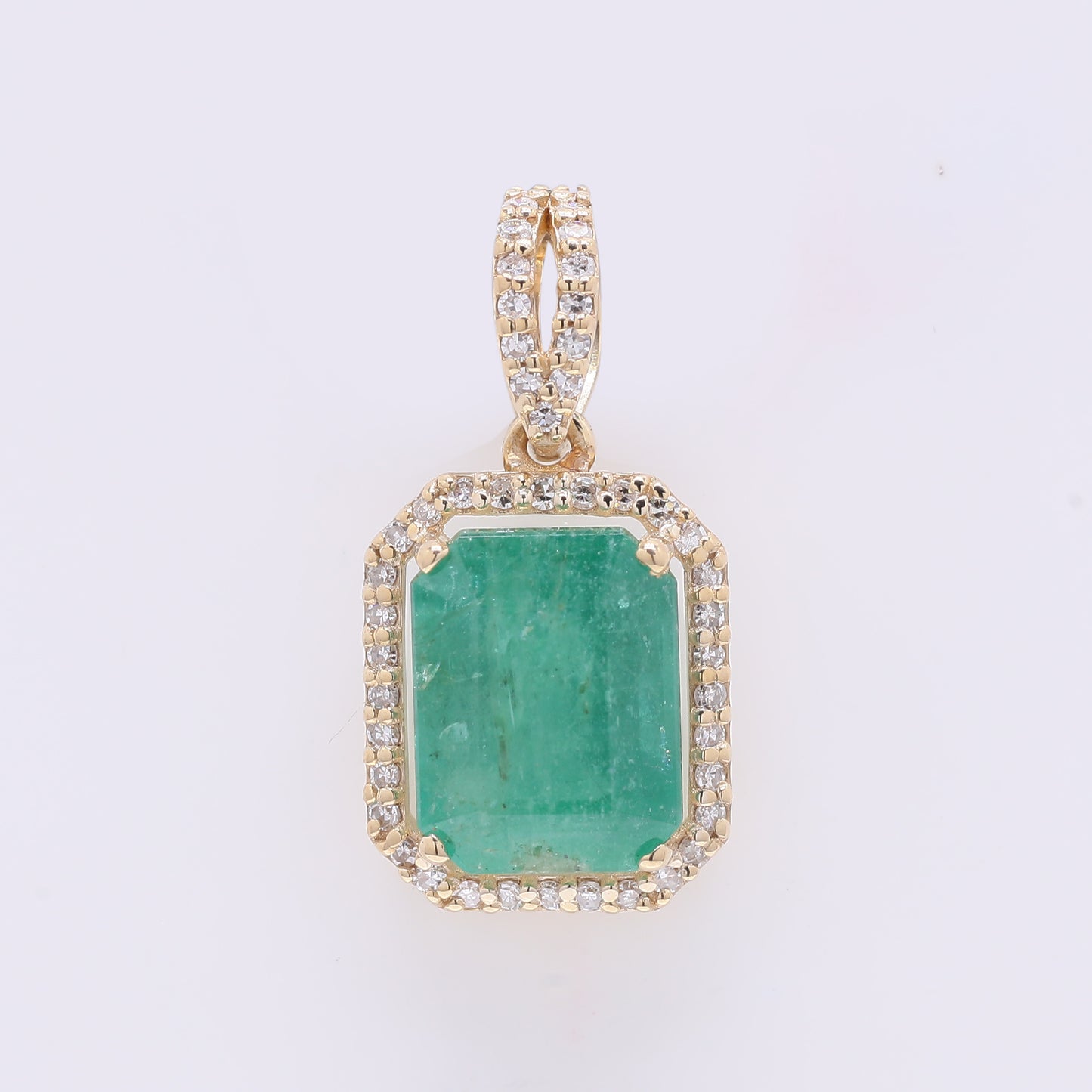 2.45 Ct Octagon Step Cut Natural Emerald 14K Gold Pendant