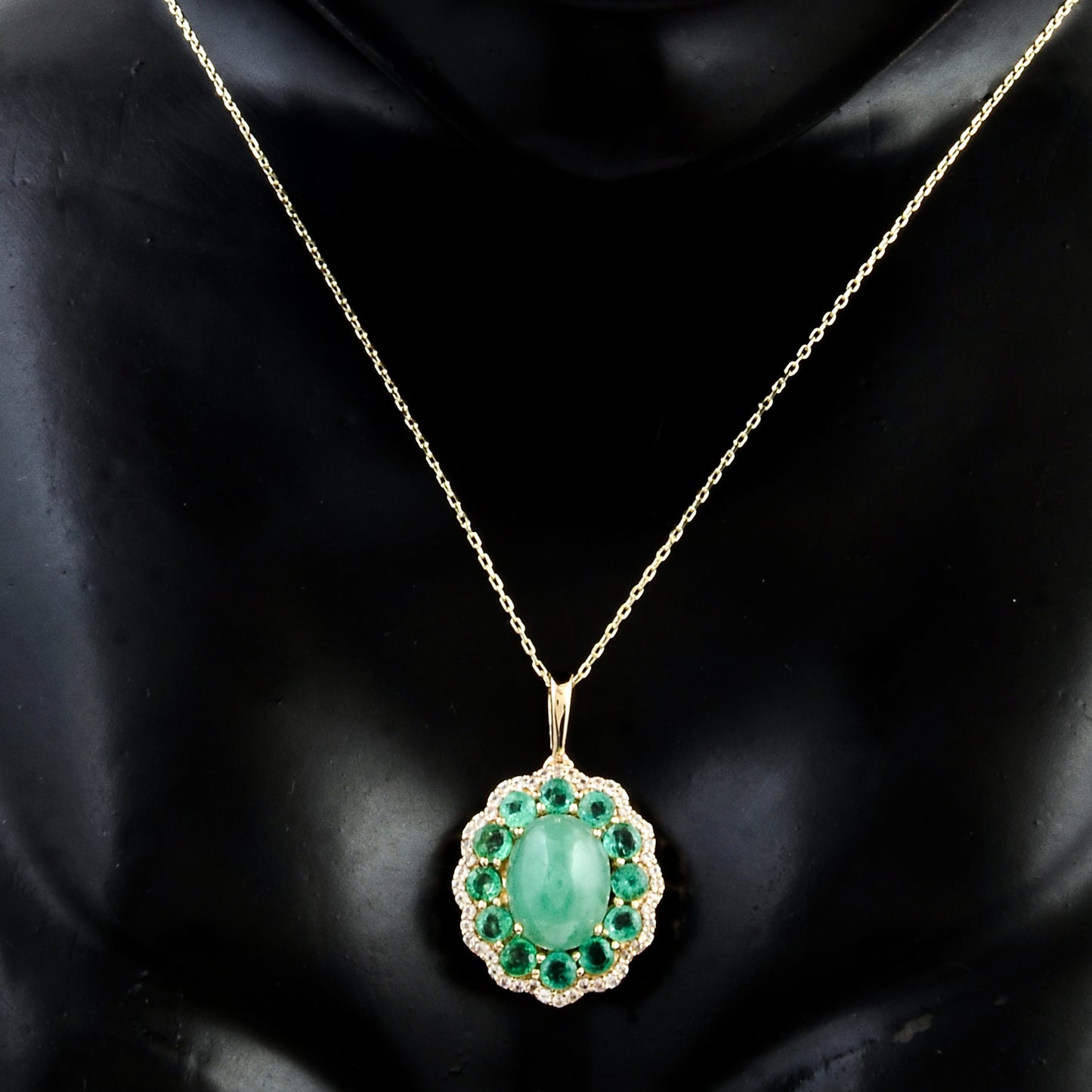 3.46 Ct Oval Emerald 14K Gold Pendant