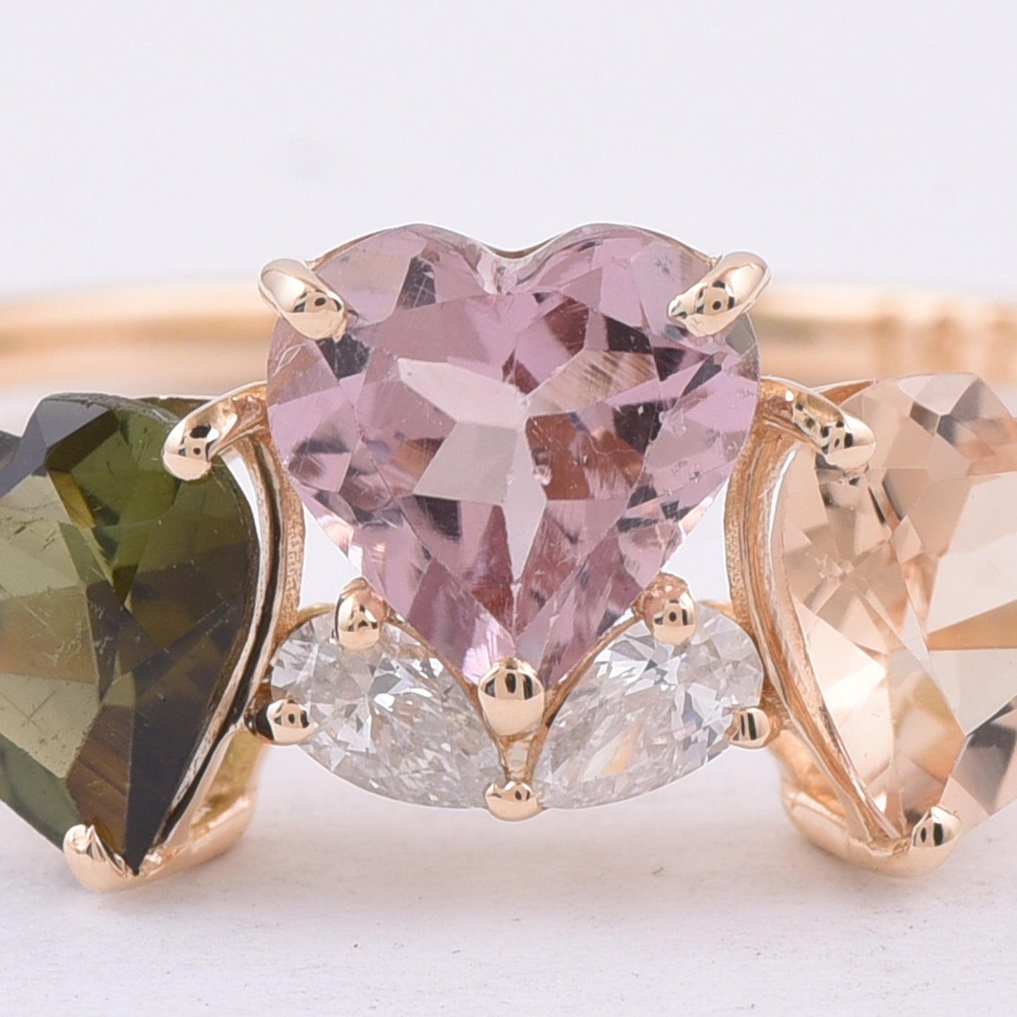 1.98 Ct Heart Natural Multi-Coloured Tourmaline 14K Gold Ring