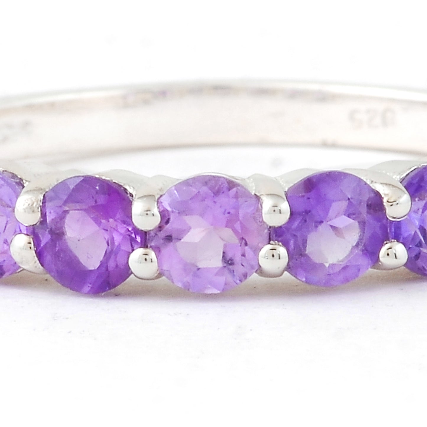 1.08 Ct Round Amethyst, 925 Sterling Silver Ring