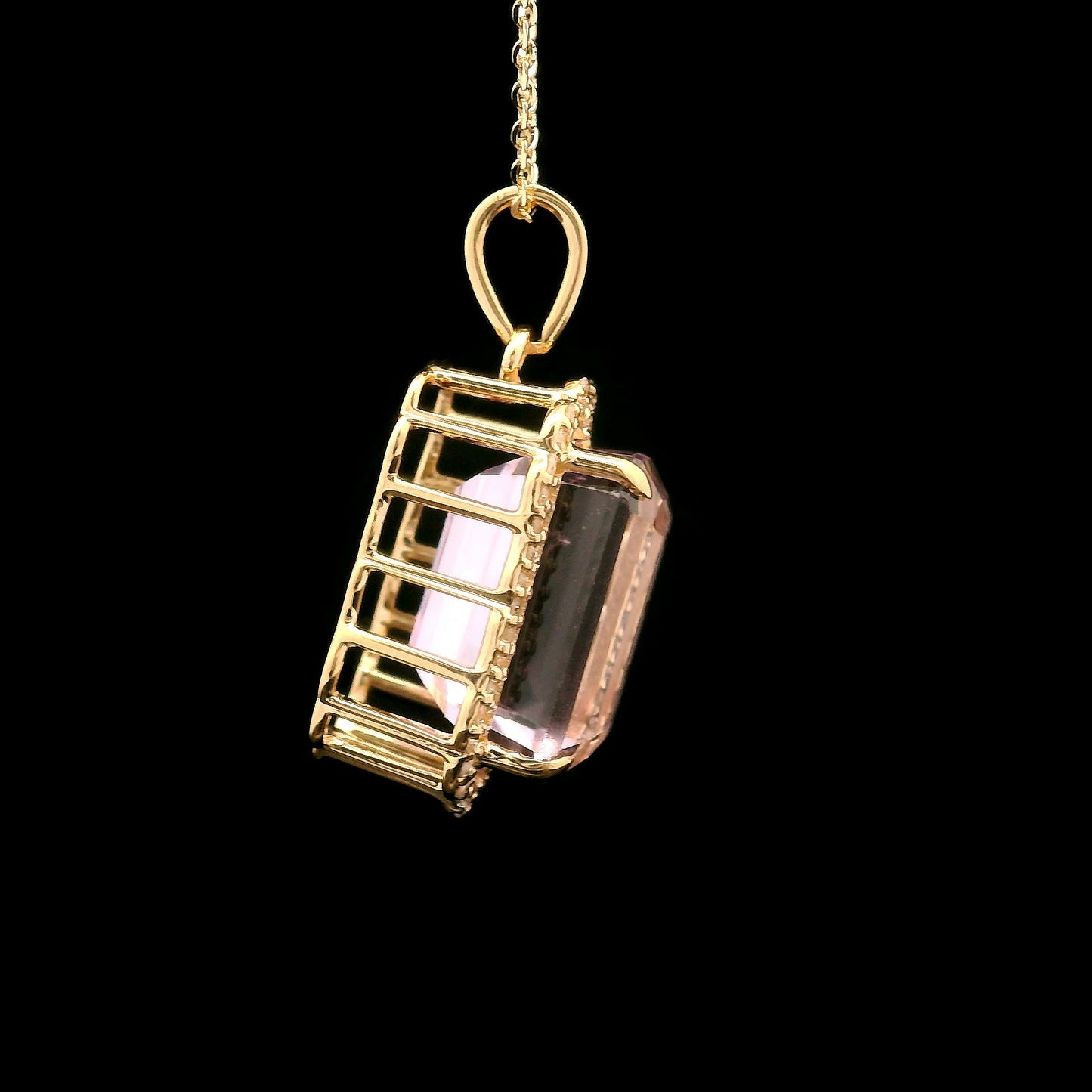 7.66 Ct Octagon Kunzite 14K Gold Pendant
