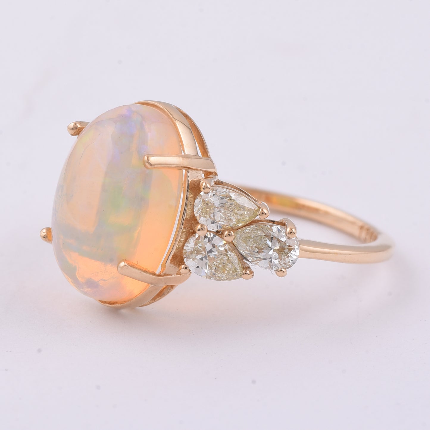 4.64 Ct Oval Cabochon Cut Natural Opal 14K Gold Ring