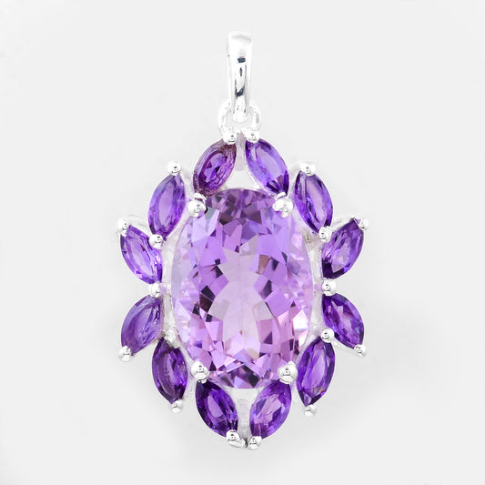 7.49 Ct Oval Amethyst, 925 Sterling Silver Pendant