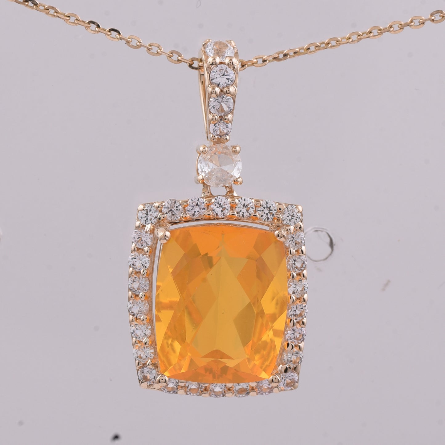 3.43 Ct Cushion Fire Opal 9K Gold Pendant