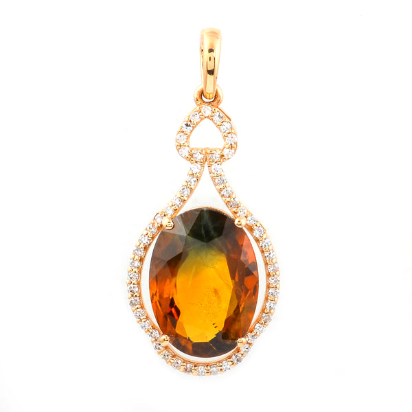 4.53 Ct Oval Mixed Cut Natural Bi Coloured Sapphire 14K Gold Pendant