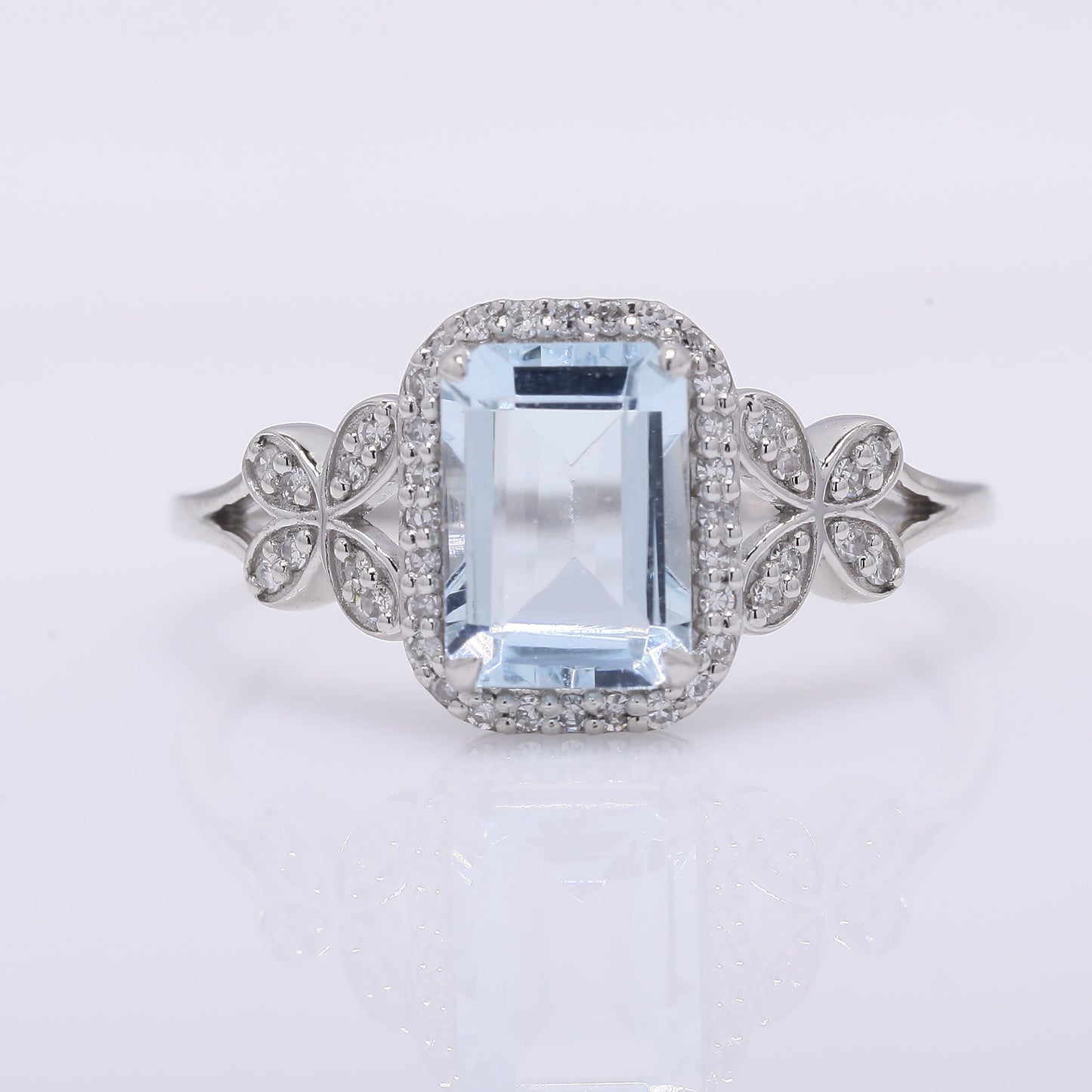 1.33 Ct Octagon Step Cut Natural Aquamarine 950 Platinum Ring