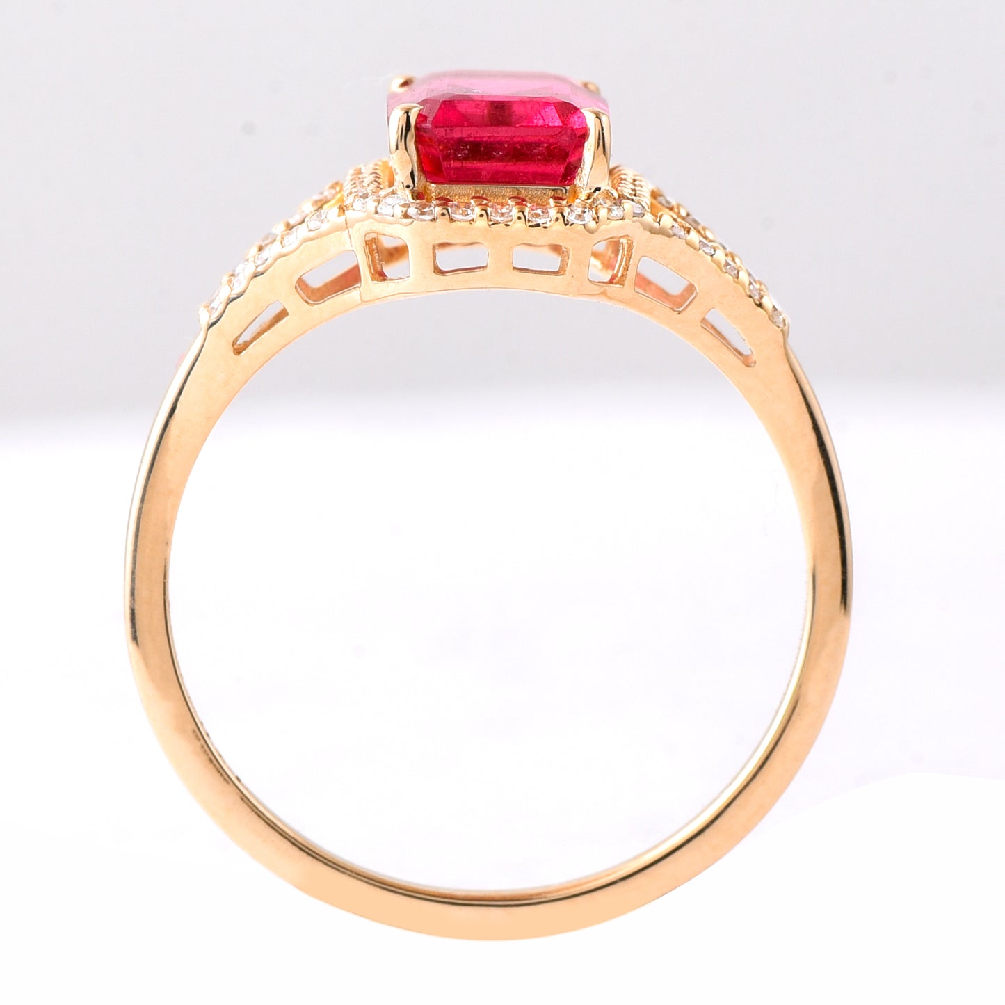 1.90 Ct Octagon Step Cut Natural Pink Tourmaline 14K Gold Ring