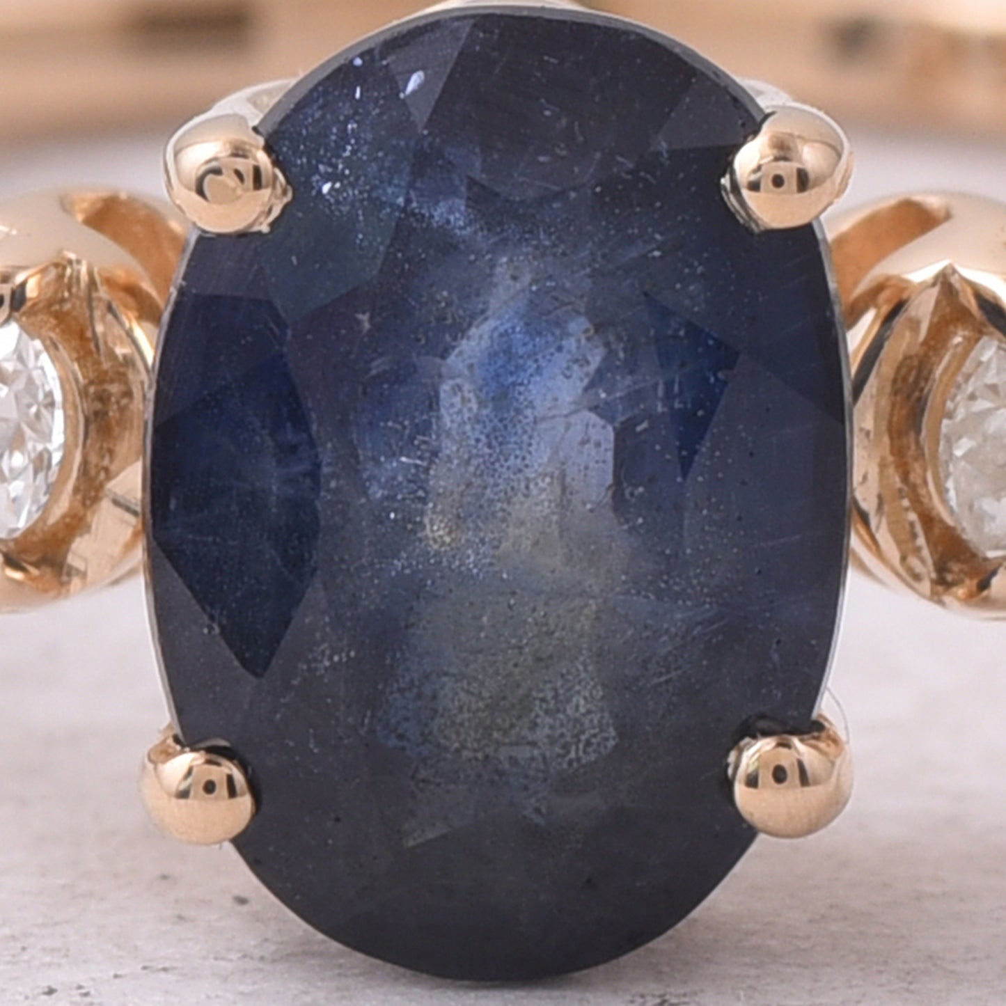 1.79 Ct Oval Mixed Cut Natural Sapphire 14K Gold Ring