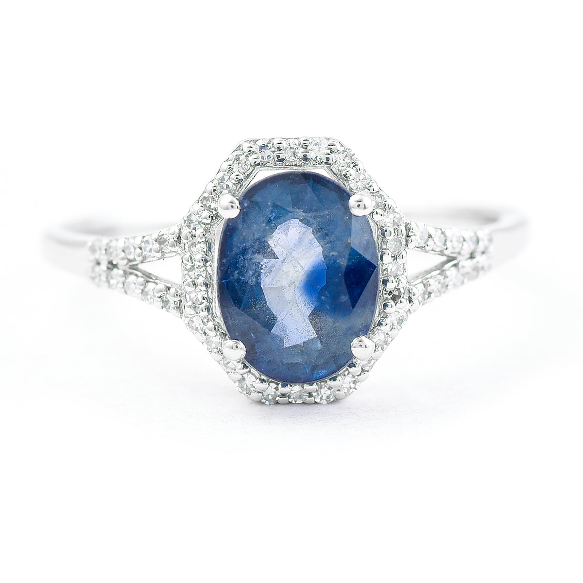 2.08 Ct Oval Mixed Cut Natural Sapphire 950 Platinum Ring