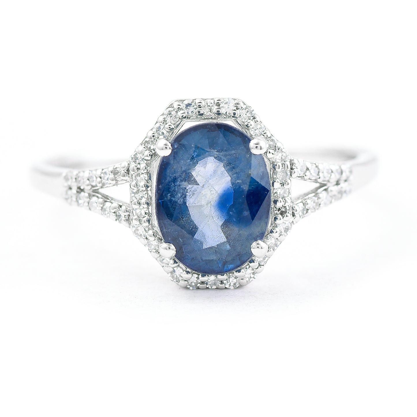 2.08 Ct Oval Mixed Cut Natural Sapphire 950 Platinum Ring