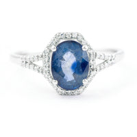 2.08 Ct Oval Mixed Cut Natural Sapphire 950 Platinum Ring
