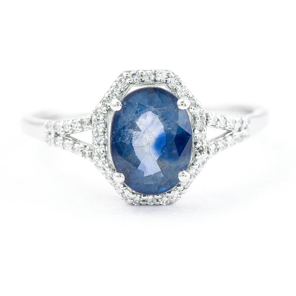 2.08 Ct Oval Mixed Cut Natural Sapphire 950 Platinum Ring