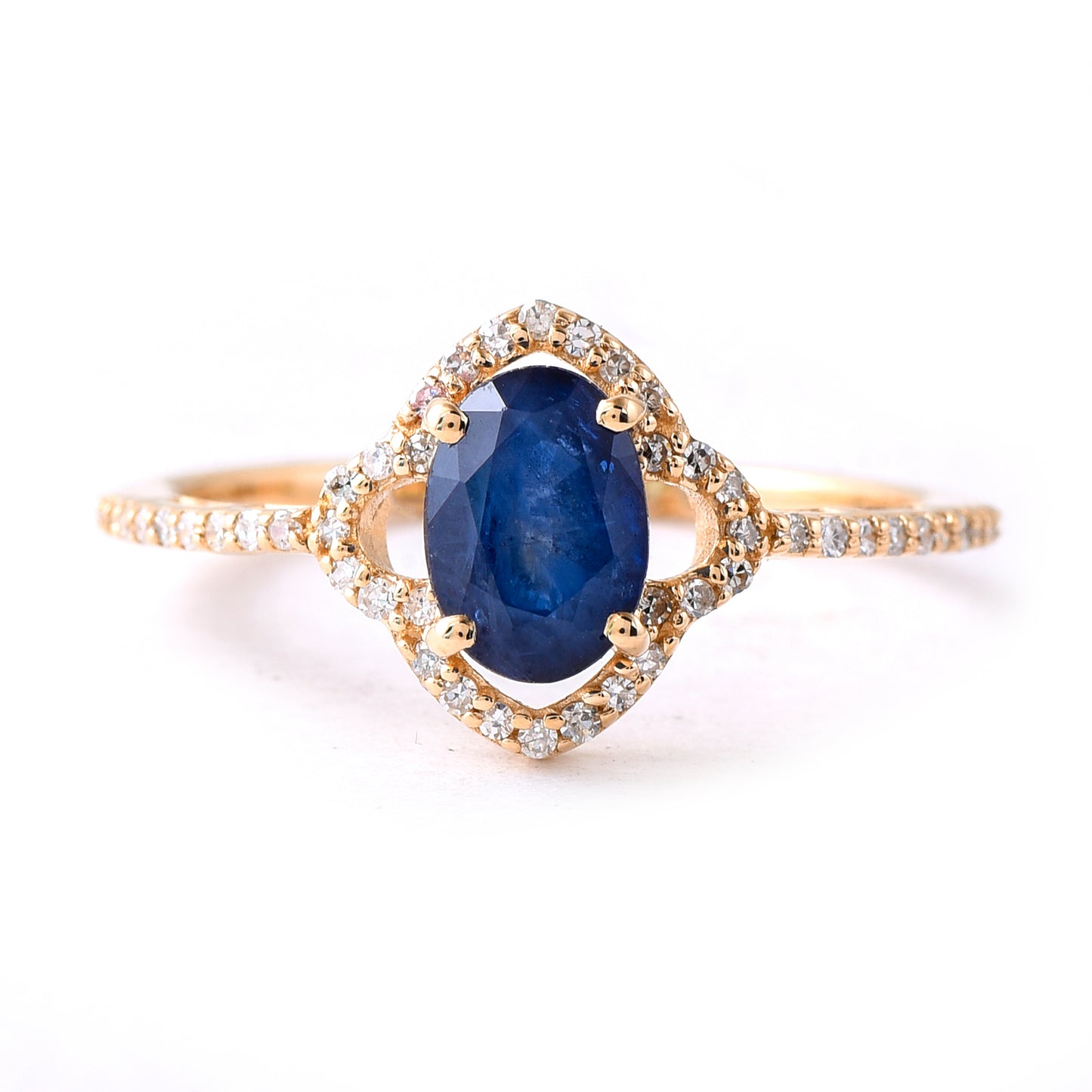 1.40 Ct Oval Mixed Cut Natural Sapphire 14K Gold Ring